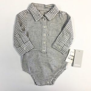 Nordstrom Button Down Check Bodysuit - NB